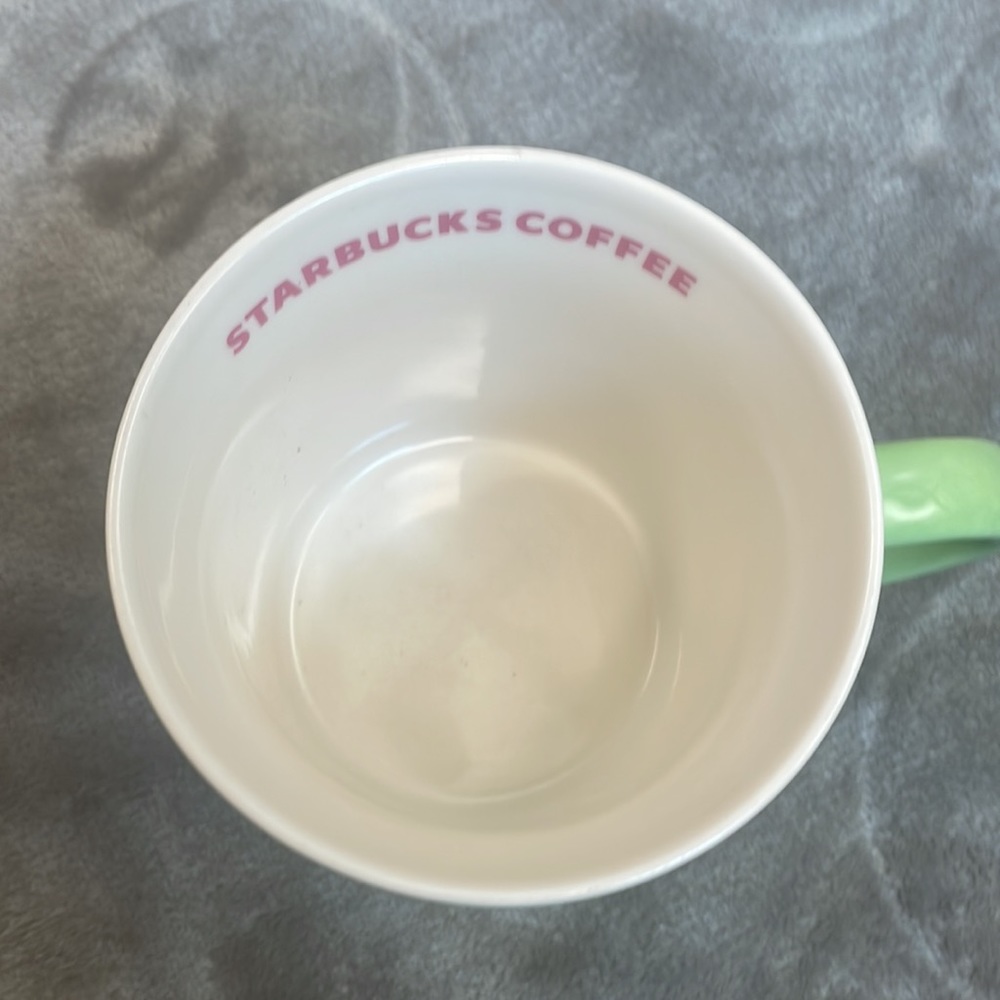 Starbucks Coffee Mug 2005 Spring Green Pastel Circles Dots Bubbles Cup 16 oz. - Picture 5 of 7